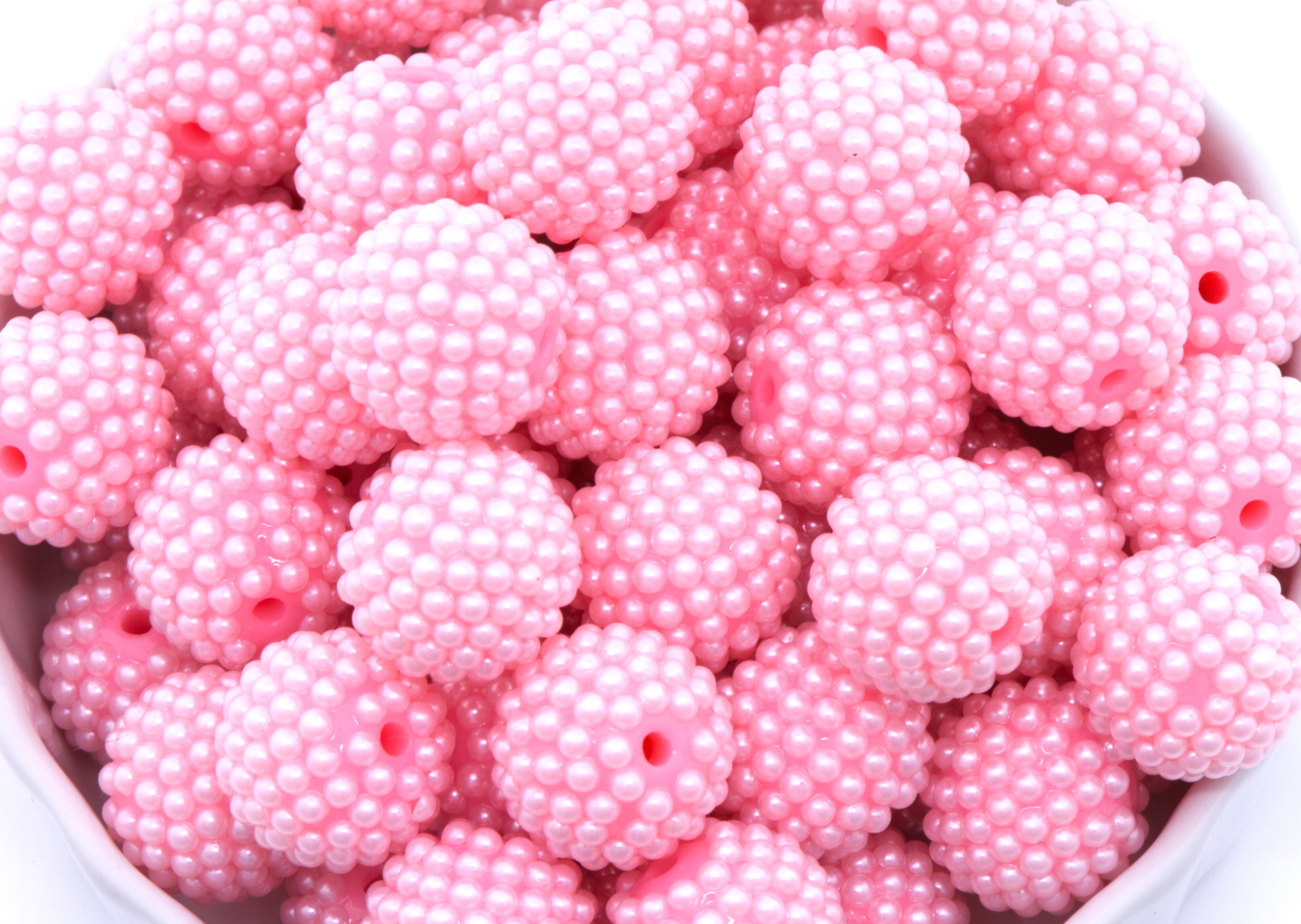 20mm Bubblegum Beads - Flatback Pearl Baby Pink - Chunky Acrylic Beads