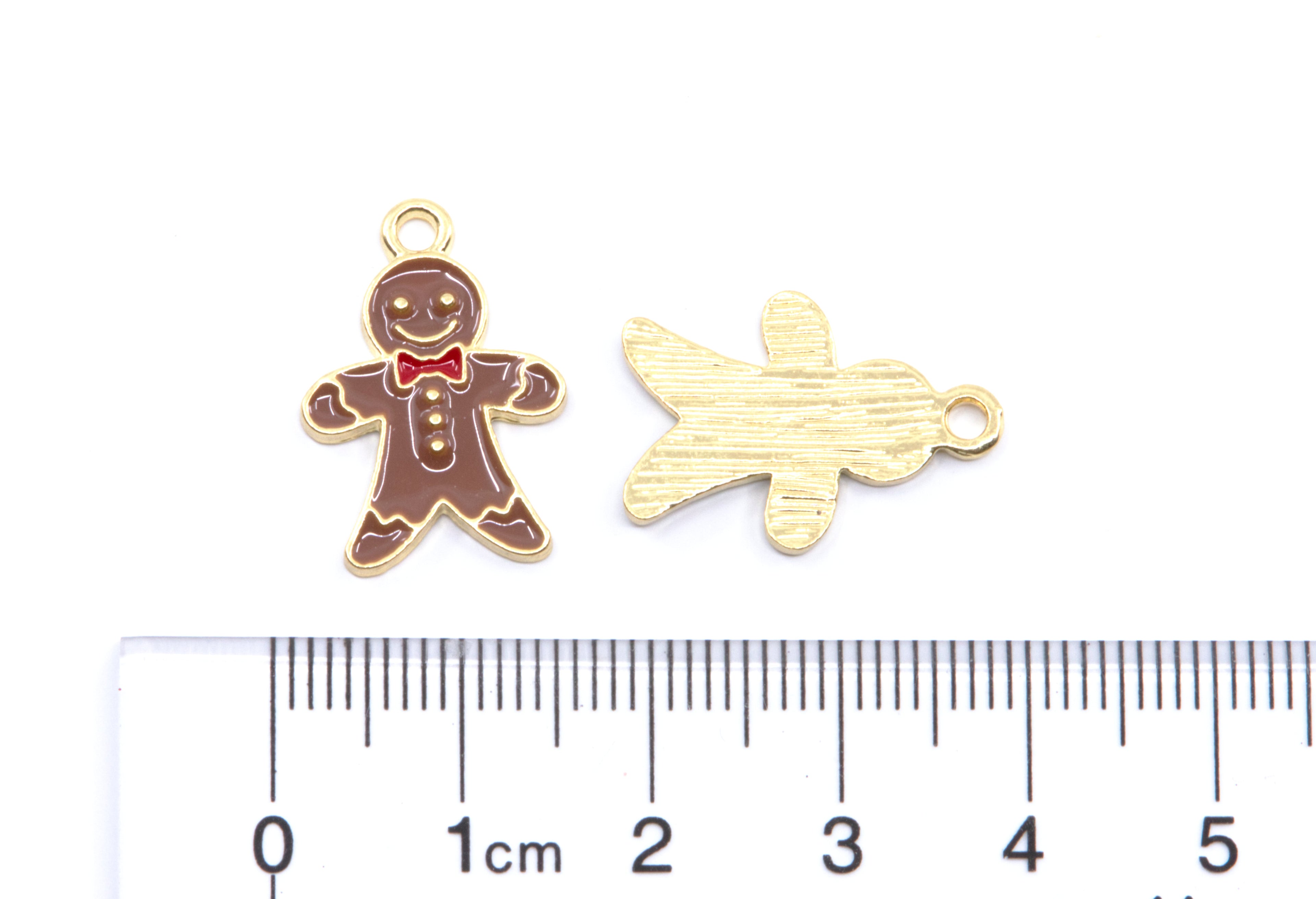 Brown Gingerbread Man Enamel Charms - Lot of Five