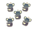 Five small koala-shaped charms with gold-tone edges and loops at the top, shown on a plain white background.