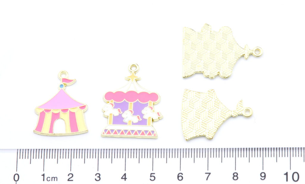 Carnival Charms Pink and Purple Enamel Charms - Carousel - Carnival Tent