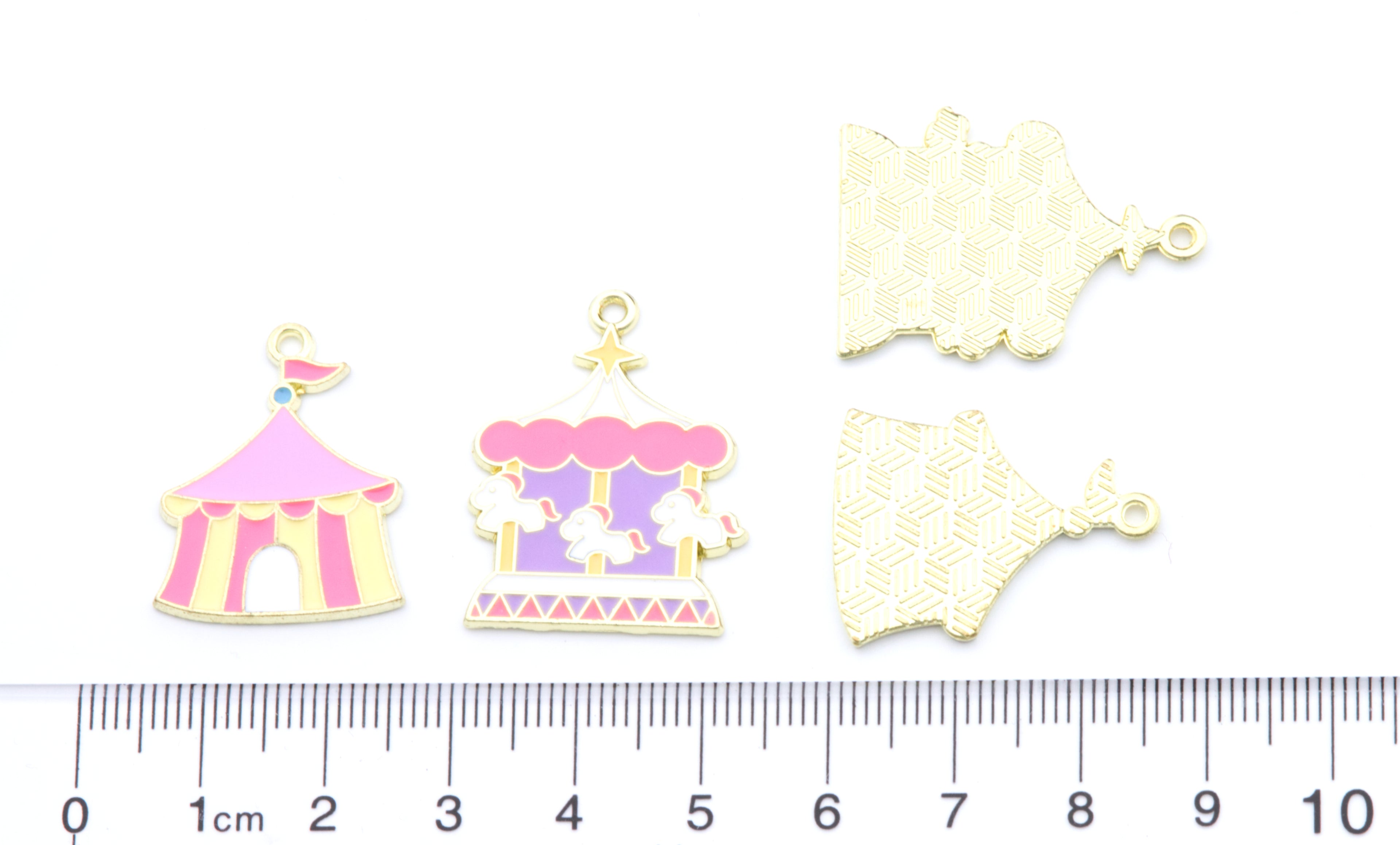Carnival Charms Pink and Purple Enamel Charms - Carousel - Carnival Tent
