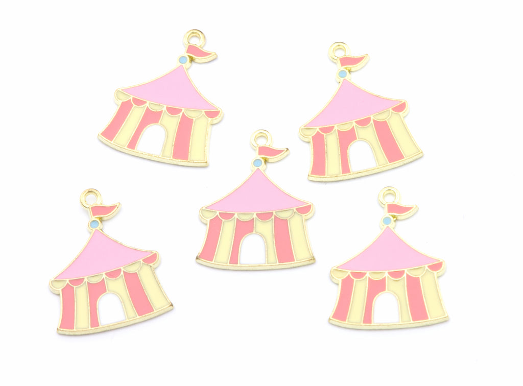 Carnival Charms Pink and Purple Enamel Charms - Carousel - Carnival Tent