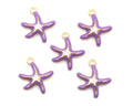 Starfish Purple and White Enamel Charms - Lot of Five