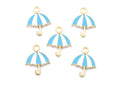 Umbrella Enamel Charms - Lot of Five - Blue Rainbow